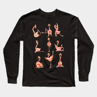 Flamingo Yoga Watercolor Long Sleeve T-Shirt